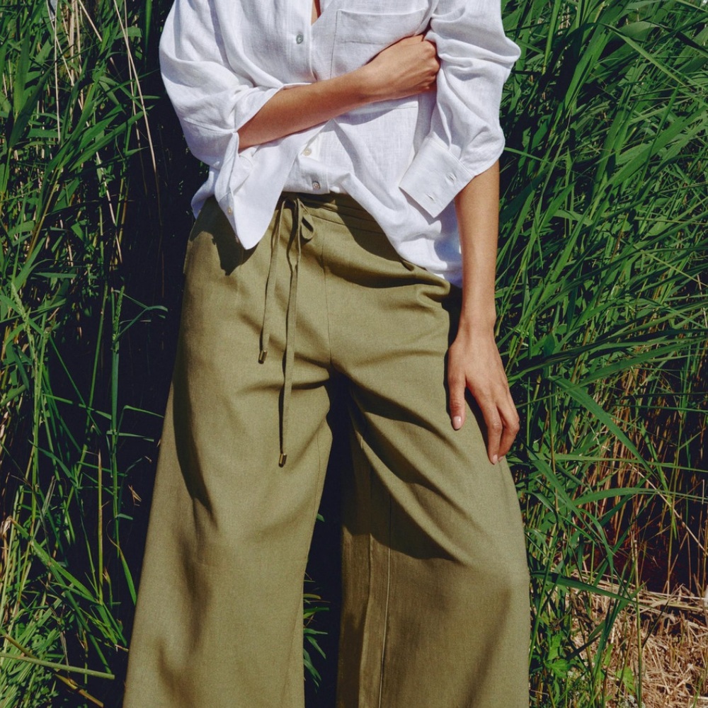 Zara Olive Green Wide Leg Pants